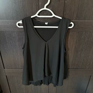 Design Lab Lord & Taylor Black Asymmetrical Sleeveless Tank Top